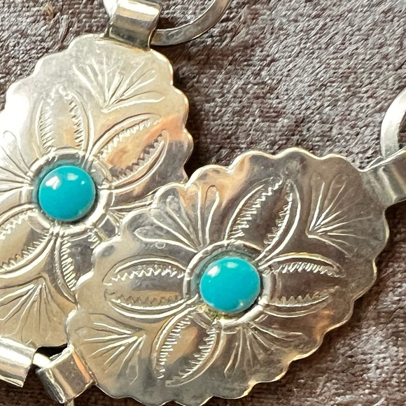Vintage Native American Silver and Turquoise Concho Belt - Picture 6 of 9